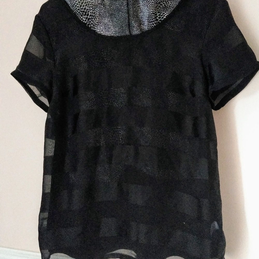 Old Navy Black Sheer Medium Striped Long Tunic